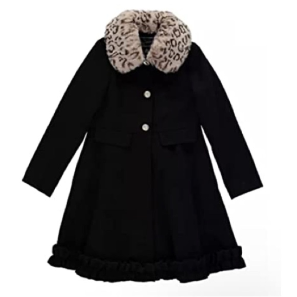 - NWT Rothschild Big Girls Detachable Faux Fur Ruffle Trim Coat -6X, 7/8, 14